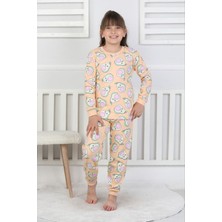 Isob Somon Avakado Desenli %100 Pamuk Kız Çocuk Pijama Takımı 3-13 Yaş 51201-51402-S