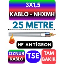 Öznur 3x1,5 nhxmh (Alev Iletmez) Kablo Metre Seçenekli (Gri)