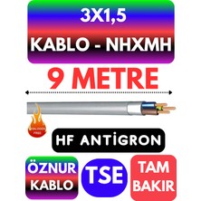 Öznur 3x1,5 nhxmh (Alev Iletmez) Kablo Metre Seçenekli (Gri)