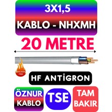 Öznur 3x1,5 nhxmh (Alev Iletmez) Kablo Metre Seçenekli (Gri)