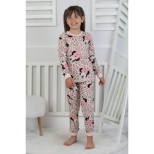 Isob Pembe Minnie Mause Desenli %100 Pamuk Kız Çocuk Pijama Takımı 3-8 Yaş 51208-P