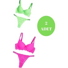 Murays Kadın 2 Li Taşlı Neon Sütyen Takım