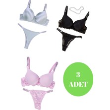 Murays Kadın 3lü Taşlı Mikro Sütyen Takım