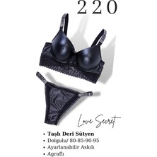 Murays Kadın Taşlı Deri Sütyen Takım