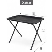 Metal Gövdeli Portatif Katlanabilir Kamp Piknik Balkon Sehpası Masası Siyah