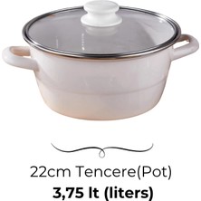 Bonera Emaye Cam Kapaklı Beyaz Kızartma Tenceresi 22cm