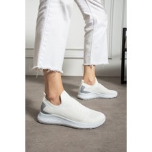 041 Bağcık Baskılı Rahat Taban Beyaz Unisex Günlük Spor Ayakkabı Lescarmine