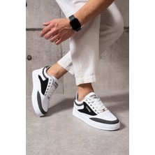 907 Beyaz Renk Bağcıklı Füme Detay Beyaz Taban Rahat Erkek Spor Ayakkabı Lescarmine