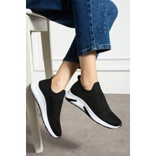 041 Bağcık Baskılı Rahat Taban Siyah Beyaz Unisex Günlük Spor Ayakkabı Lescarmine