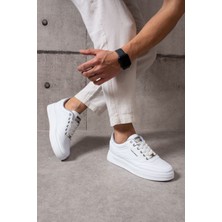 Les Carmine Lescarmine Beyaz Renk Bağcıklı Erkek Spor Ayakkabı Kauçuk Taban Suni Deri Malzeme