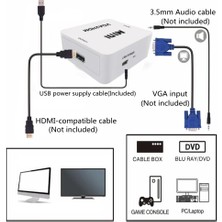 Derwell VGA HDMI Uyumlu Dönüştürücü Kutusu VGA2HDMI Adaptörü 1080 P Mini VGA Video Ses Adaptörü Pc Dizüstü Hdtv Projektör Cabble