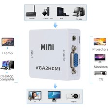 Derwell VGA HDMI Uyumlu Dönüştürücü Kutusu VGA2HDMI Adaptörü 1080 P Mini VGA Video Ses Adaptörü Pc Dizüstü Hdtv Projektör Cabble
