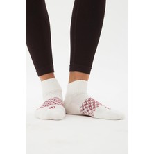Oishii Patik Spor Havlu Çorap Bordo Desen Beyaz