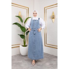 Harma Time Butik Mavi Kot Askılı Düğmeli Salopet Kadınlar İçin Modern ve Kullanışlı Tasarım ile Dört Mevsim