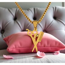 Berber Makas Tarak Tasarımlı Çelik Kolye Ucu