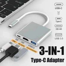 Derwell 4K 3'ü 1 Arada USB Hub USB C - HDMI Uyumlu Splitter Hub Tip-C - HDMI Uyumlu Usb3.0 Macbook Air Converter Için Bağlantı Istasyonu Çok Fonksiyonlu Kablo