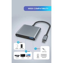 Derwell 4K 3'ü 1 Arada USB Hub USB C - HDMI Uyumlu Splitter Hub Tip-C - HDMI Uyumlu Usb3.0 Macbook Air Converter Için Bağlantı Istasyonu Çok Fonksiyonlu Kablo