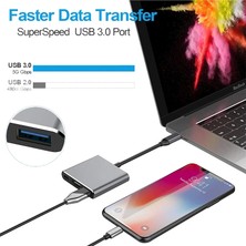 Derwell 4K 3'ü 1 Arada USB Hub USB C - HDMI Uyumlu Splitter Hub Tip-C - HDMI Uyumlu Usb3.0 Macbook Air Converter Için Bağlantı Istasyonu Çok Fonksiyonlu Kablo