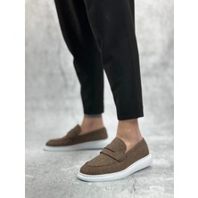 BA0355 Bağcıksız Keten Kahverengi Klasik Corcik Erkek Ayakkabı