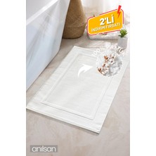 Anılsan 2'li Beyaz Ayak Havlusu - 50X70 Cm, 245 Gr, %100 Pamuk, Spa ve Otel Banyo Paspası, Günlük Kullanıma Uygun