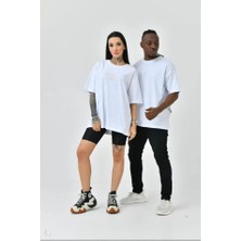 Modavera Unisex Basic Bisiklet Yaka Oversize T-Shirt - Beyaz
