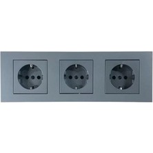 Ovivo Grano Füme Üçlü Set Topraklı Priz + Topraklı Priz + Topraklı Priz