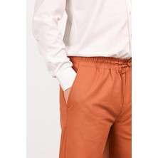 Erkek Regular Fit Normal Kesim Chino Jogger Lastikli Düz Paça Kiremit Pantolon