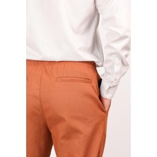 Erkek Regular Fit Normal Kesim Chino Jogger Lastikli Düz Paça Kiremit Pantolon