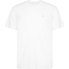 Erkek Supima Pamuk Bisiklet Yaka Tişört - Beyaz