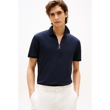 Erkek Interlock Zip Polo - Lacivert