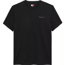 Erkek Slim Fit Minimal Logo T-Shirt - Siyah