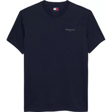 Erkek Slim Fit Minimal Logo T-Shirt - Lacivert