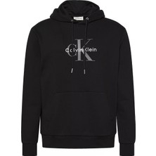 Erkek Kapüşonlu Sweatshirt Ls Eu Monologo 350TERRY - Siyah