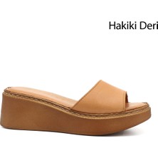 Kadın Taba Antik Dolgu Taban Hakiki Deri Terlik