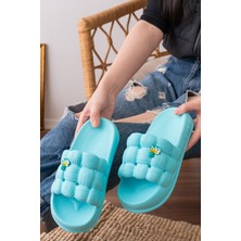 Slipcat Kadın Lüks Hafif Ve Yüksek Taban Kaymaz Sticker Desenli Günlük Plaj Deniz Havuz Banyo Terliği jel