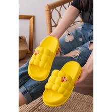 Slipcat Kadın Lüks Hafif Ve Yüksek Taban Kaymaz Sticker Desenli Günlük Plaj Deniz Havuz Banyo Terliği jel