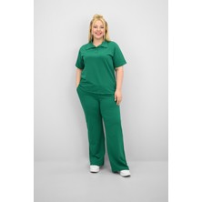 Kadın Büyük Beden Kısa Kollu Polo Yaka Eşofman Takımı 8188-25