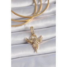 Monte Lui Pirinç Gold Renk Zirkon Taşlı Anka Kuşu Model Ajda Charm