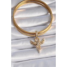 Monte Lui Pirinç Gold Renk Zirkon Taşlı Anka Kuşu Model Ajda Charm