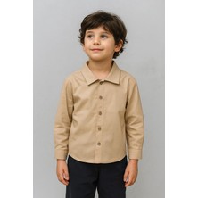 Erkek Çocuk %100 Pamuk Basic Gömlek- Bej  (2-3 Yaş 8-9 Yaş)