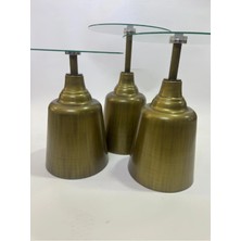 Nils Aksesuar Tesla Gold Eskitme 3'lü Yan Sehpa Cam ve Mdf Lam Secenekleri