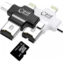 Card Reader 4in1 Type-C- Iphone Lightning-Micro USB Hafıza Kart OKUYUCU-(5775) - NTR4295-8632