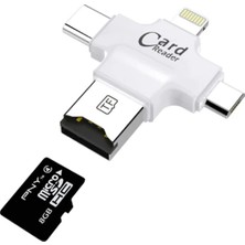Card Reader 4in1 Type-C- Iphone Lightning-Micro USB Hafıza Kart OKUYUCU-(5775) - NTR4295-8632
