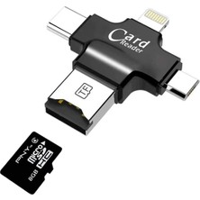 Card Reader 4in1 Type-C- Iphone Lightning-Micro USB Hafıza Kart OKUYUCU-(5775) - NTR4295-8632