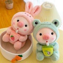 Jintudi 25CM Kabarcık Domuz Peluş Oyuncak Doldurulmuş Hayvan Tavşan Kurbağa Tek Boynuzlu At Kaplan Yastık Bardak Süt Çay Boba Peluş Oyuncak Bebek (Yurt Dışından)