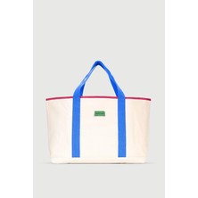 Huge Extra Large Linen Bag Blue Pink
