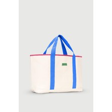 Huge Extra Large Linen Bag Blue Pink