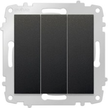 Ovivo Grano Siyah Natural Üçlü Anahtar Çerçevesiz - 2 Adet