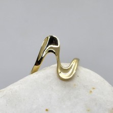 Fasek Gold Gümüş Yüzük - Helezon Tasarım 925 Ayar Gümüş-Taşsız Gümüş Yüzük-Dalgalı Tasarım 925 Ayar Gümüş Yüzük