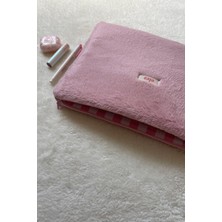 Pembe Peluş 14 Inç Laptop Çantası, Pembe Peluş Laptop Kılıfı, Peluş Laptop Çantası